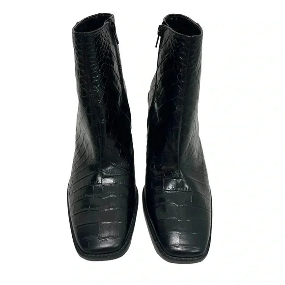 Gibson Latimer Vina Leather Croc Embossed
Square Toe Block Heel Ankle Boots 11 - Picture 3 of 11